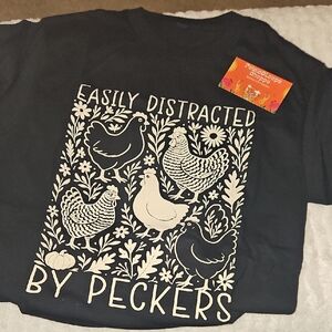 Gildan Black 'Easily Distracted by Peckers' T-Shirt